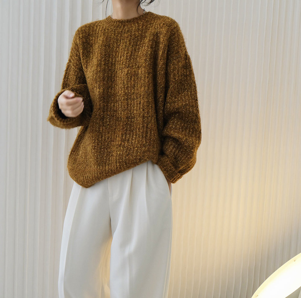 Retro Round Neck Loose Sweater