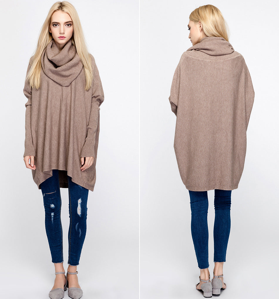 Loose Solid Color Turtleneck Pullover Sweater