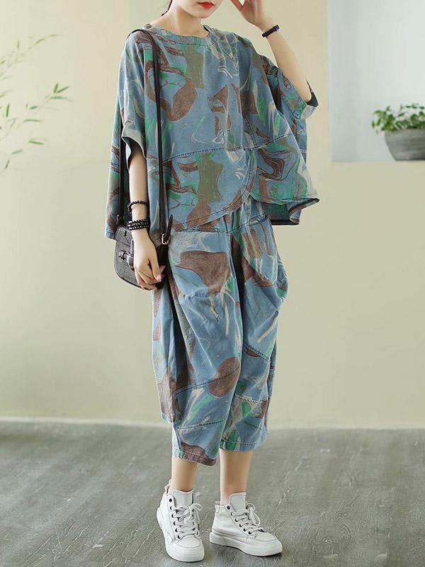 Artistic Retro Denim Two Pieces Suits