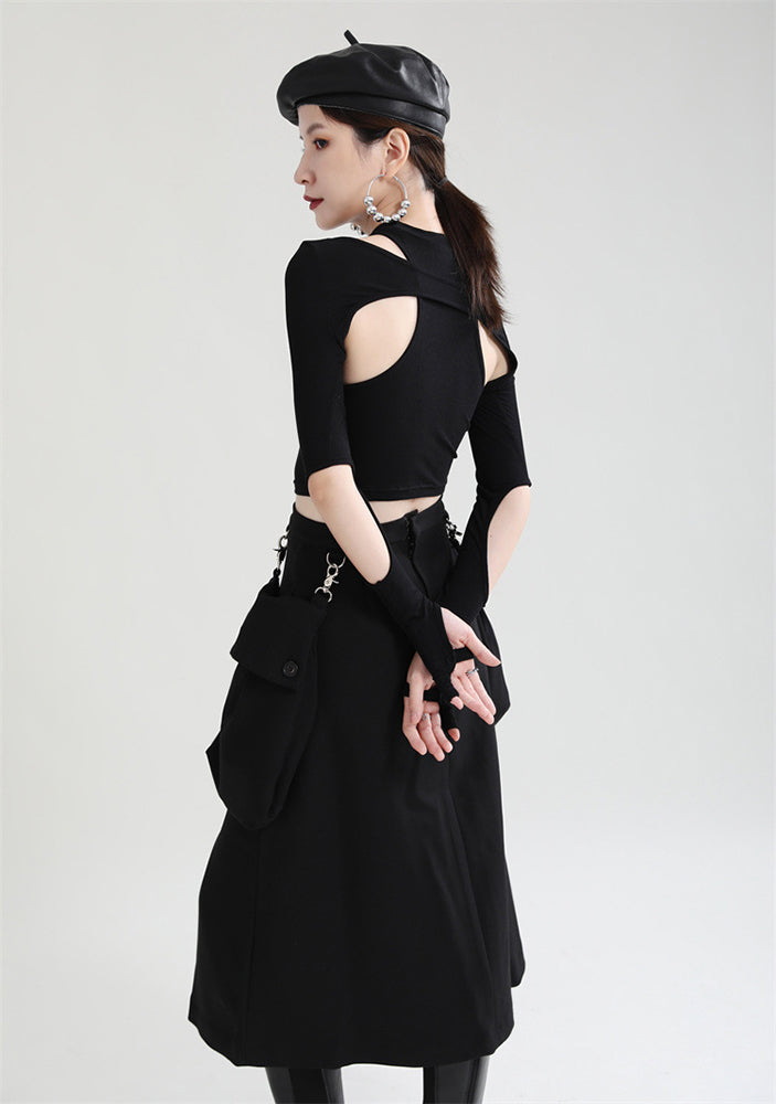 Hollow Cut Short T-Shirt Women's Slim Top