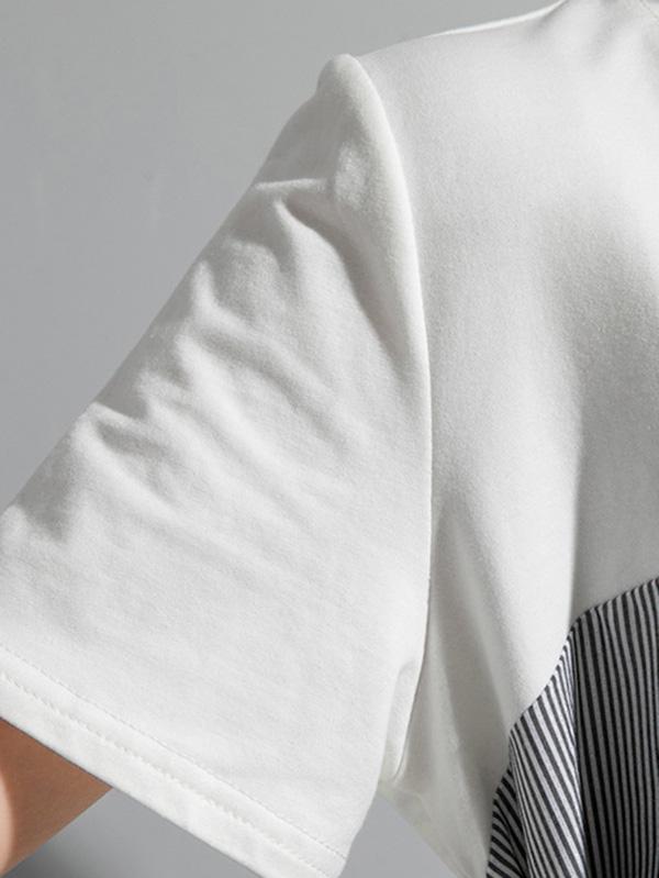 Original Asymmetric Striped Split-Joint T-Shirts Tops
