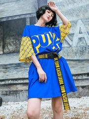 Original Split-Joint Letter Print Dress