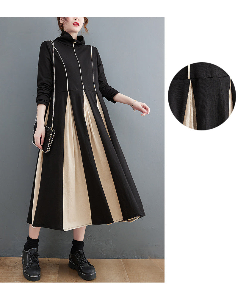 Knitted Striped Patchwork Midi Dress