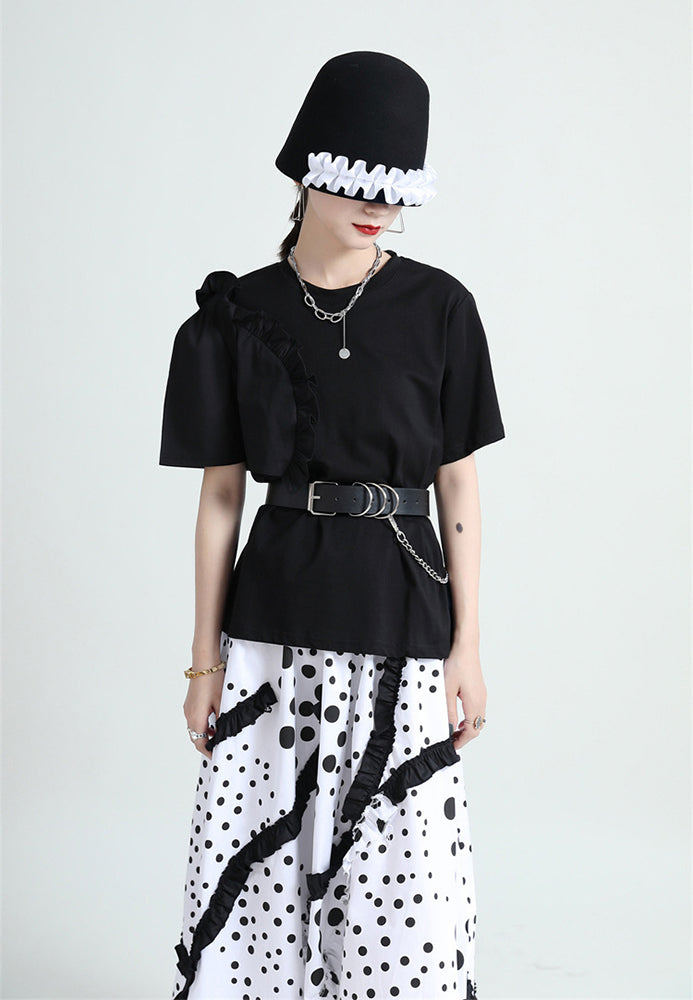 Solid Color Loose Round Neck Short Sleeve T-Shirt