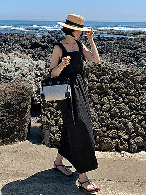 Waist Slimming Casual Suspender Dress