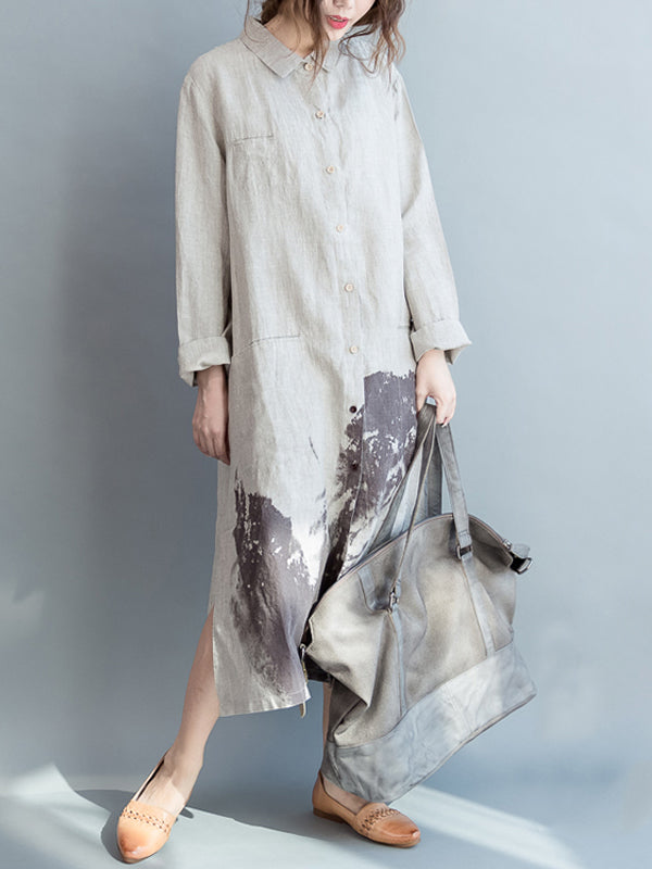 Women Loose Collar Solid Color Casual Shirt