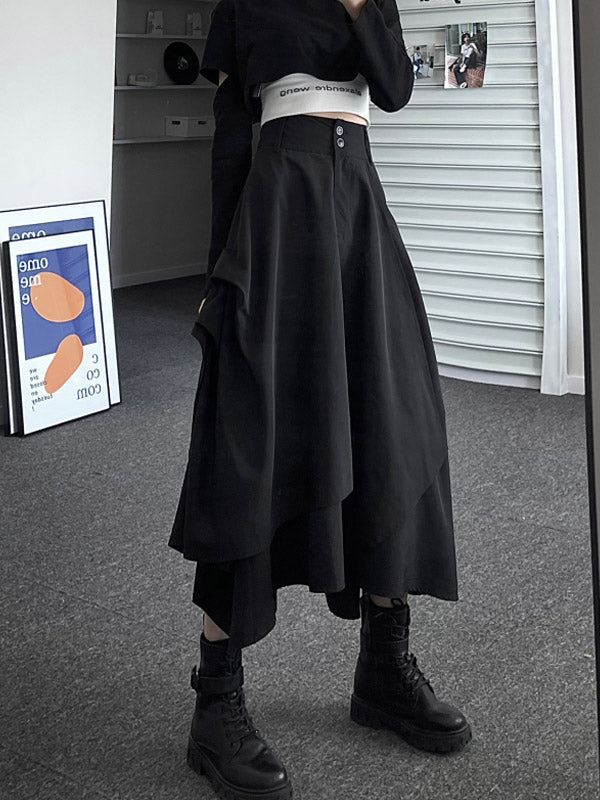 Original Irregular Black Loose Empire A-Line Skirt