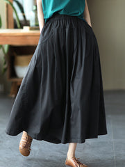 Retro Casual Loose Thin Solid Color Skirt