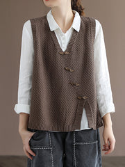 Retro Lapel Button-Down V-Neck Vest