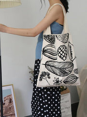 Simple Printed Big Leaf Canvas Bag