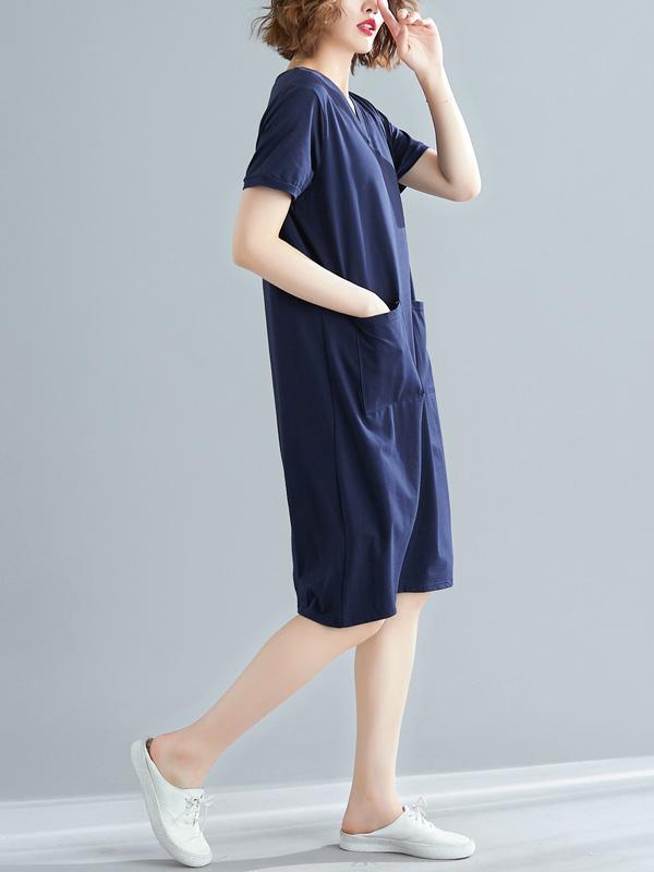 Loose Oversize Solid Midi Dress