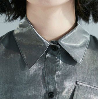 Lapel Solid Pleated Midi Dress