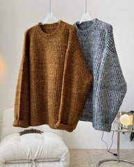 Retro Round Neck Loose Sweater