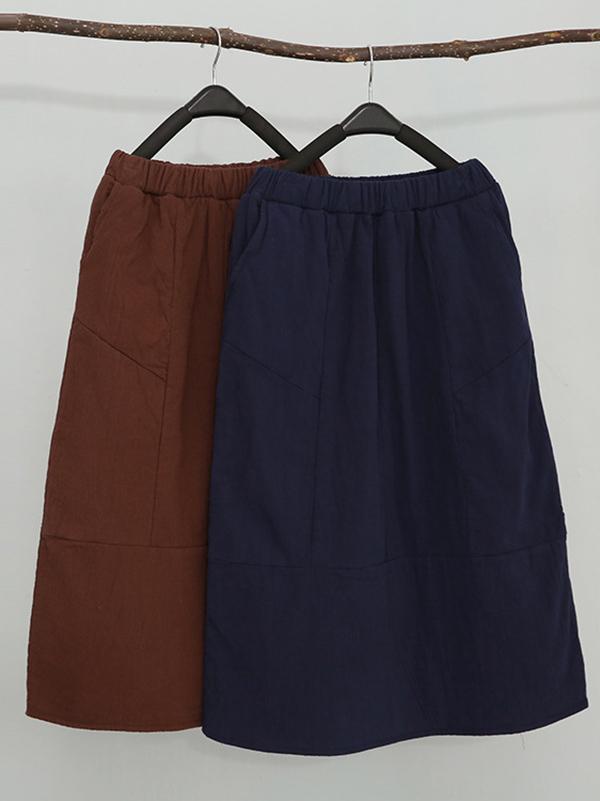 Loose Split-Joint Cotton-Padded Skirt