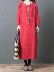 3 Colors Long Sleeves Long Dress