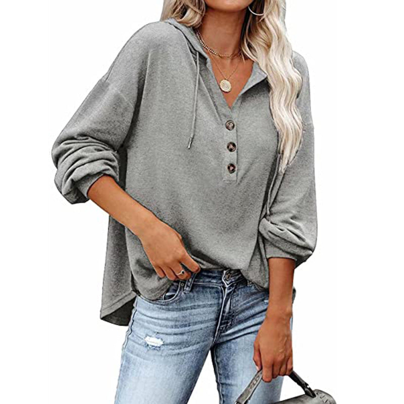 Casual Loose Solid Color Hoodie Sweatshirt