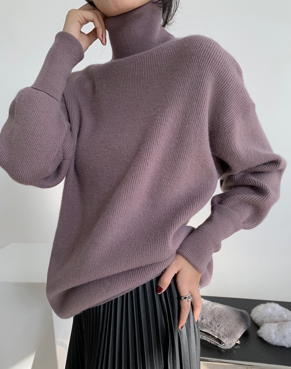 Women High Neck Pullover Loose Sweater