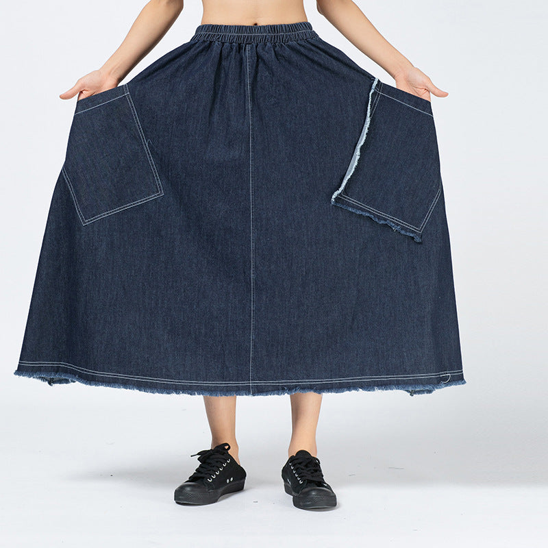 Women Irregular Solid Color Casual Skirt