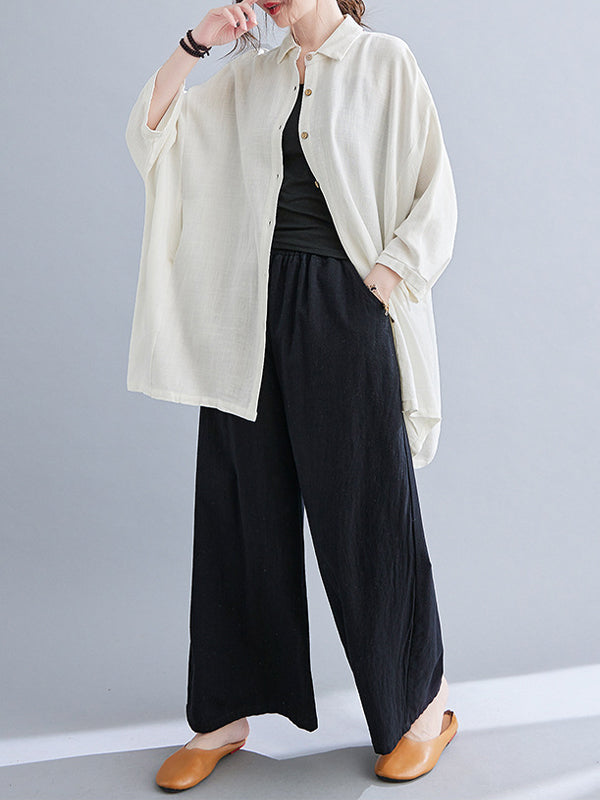 Solid Loose Plus Size Bat Sleeves Blouse