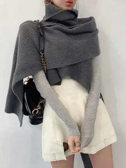 Casual Loose Slit Knitted Sweater Cape