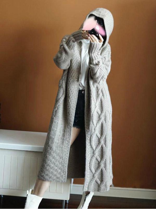 Casual Twist Wool Knitting Sweater Coat