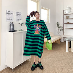 Women Contrast Striped Print Dress