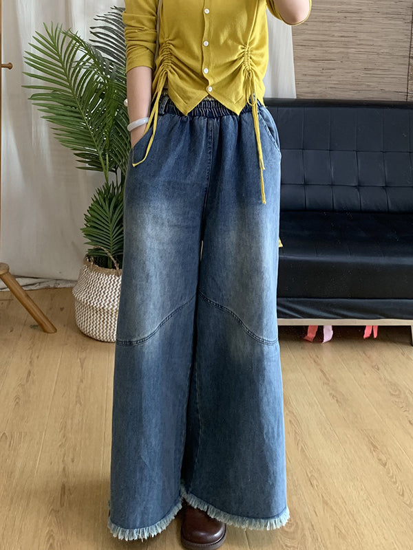 Retro Elastic Waist Loose Jeans