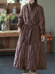 Leisure Rhombus Long Down Coat