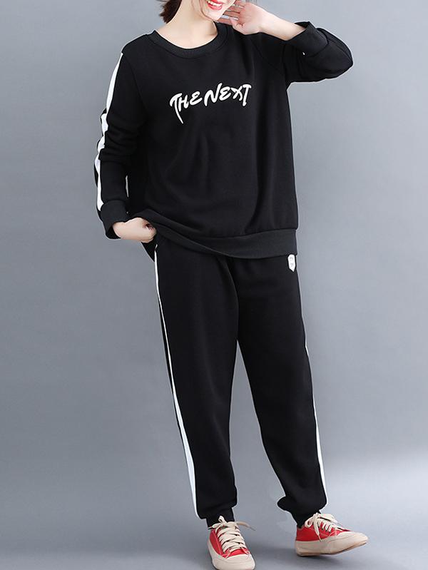 Two-Pieces Fleecez Sweatshirt And Pants Set