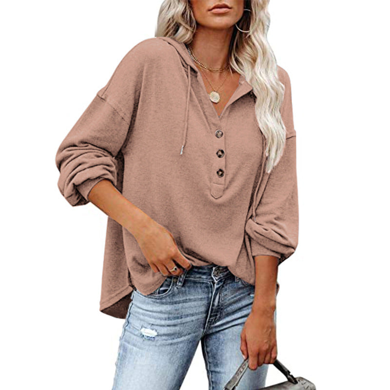 Casual Loose Solid Color Hoodie Sweatshirt