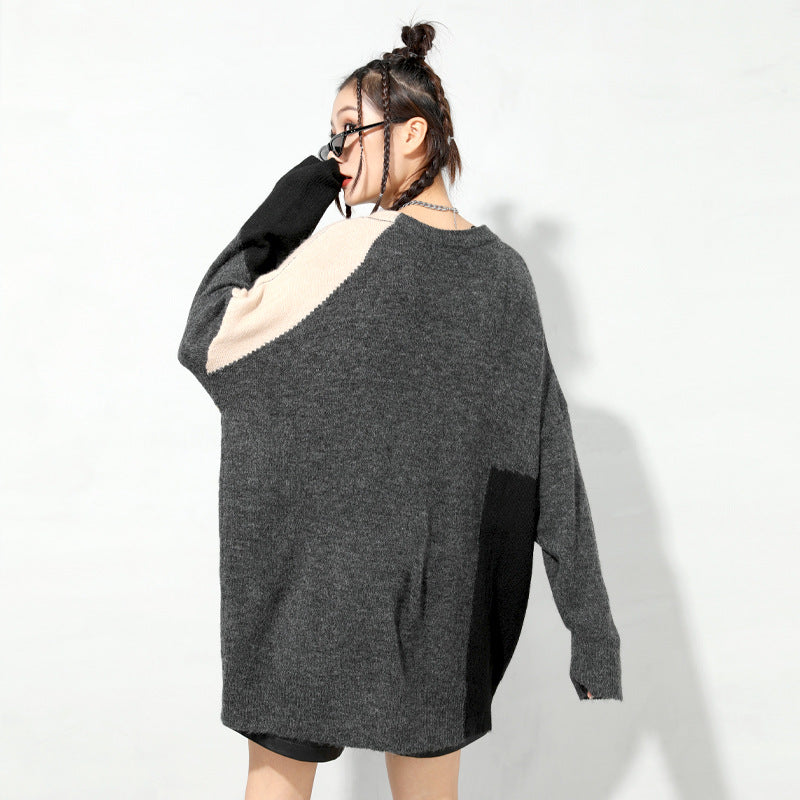 Urban Color-Block Splicing Pullover Sweater