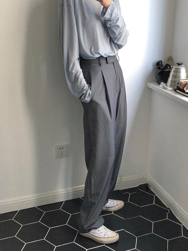 Comfortable Loose Grey Empire Suit Pants