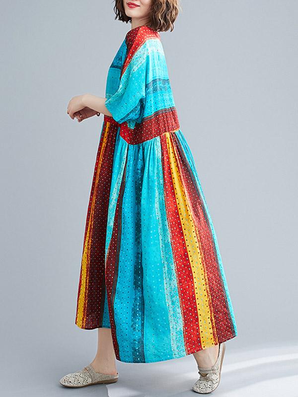 Loose Colorful Split-Joint Long Dress