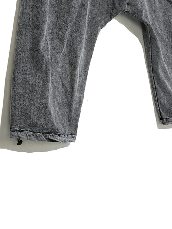 Casual Roomy Drawstring Split-Joint Overalls