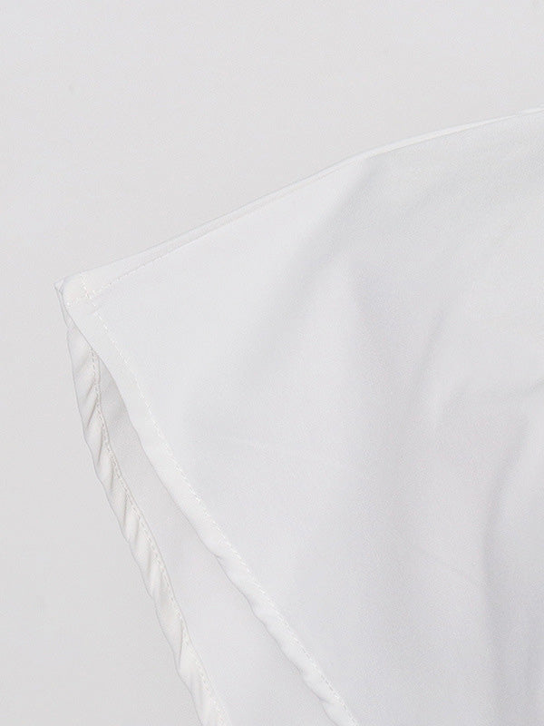 Irregular Solid Color Single-Breasted Lapel Shirt
