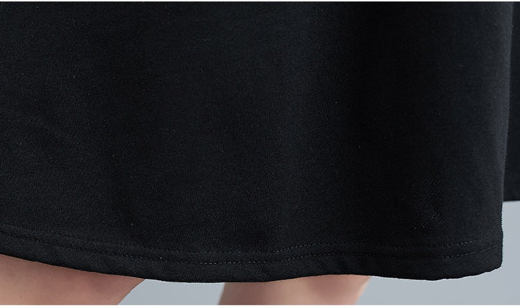 Large Size Slim Black And Gray Midi Dress