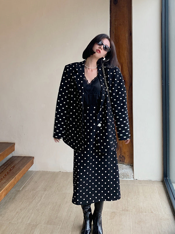 Polka Dot Long Sleeve Short Suit Outwear