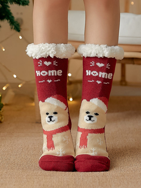Lovely Christmas Jacquard Warmer Knitted Slipper Sock