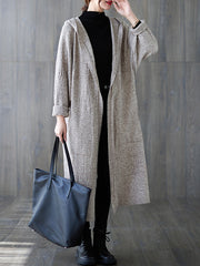 Mid-Length Hooded Knitted Sweater Outwear