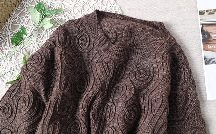 Solid Color Loose Round Neck Sweater