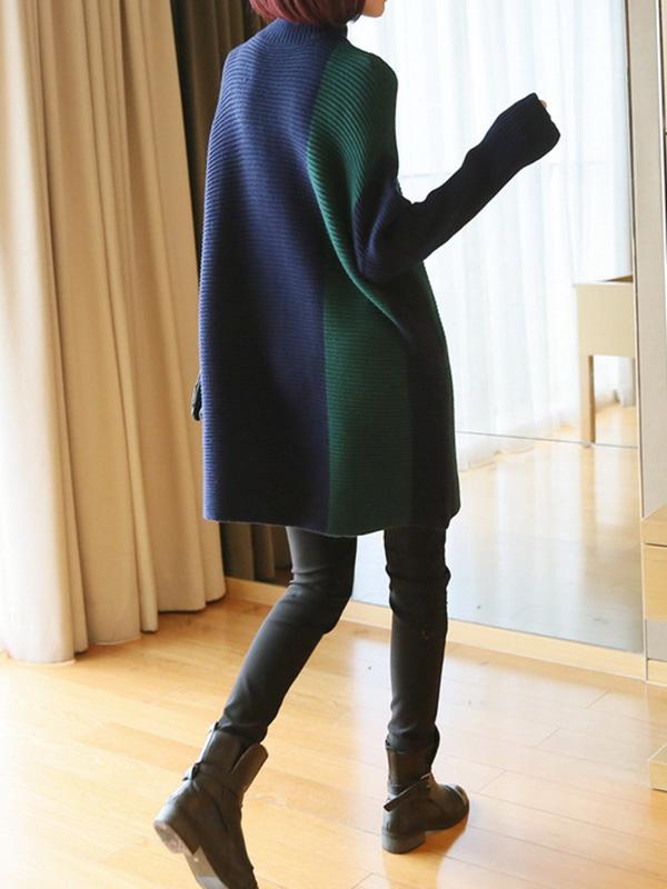 Casual Split-Joint Knitting Long Sweater