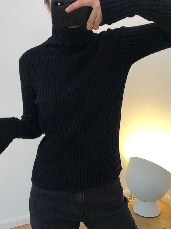 Solid Turtleneck Knitting Sweater