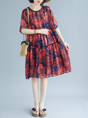 Loose Print Chiffon Dress