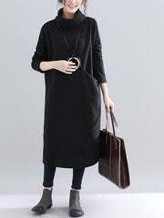 Loose Solid Color Casual Long Dress