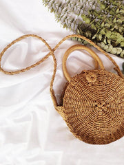 Round Straw Plaited Article Bohemia Bag