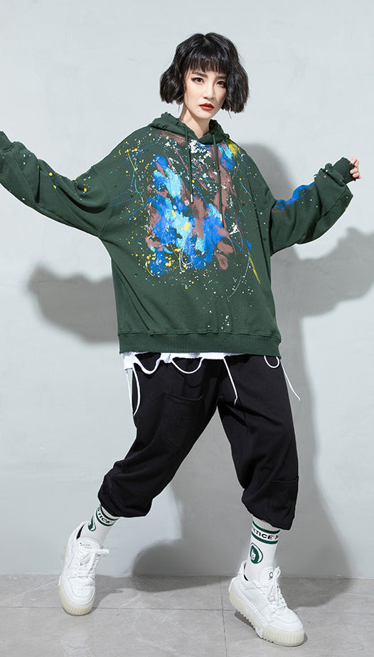 Women's Hooded Printed Fleece Sweatshirt