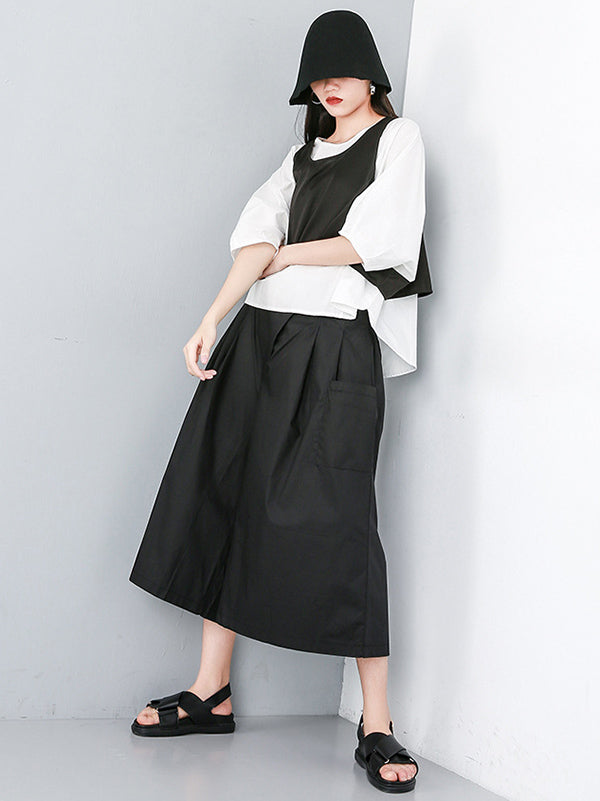 Three Piece Original Solid Vest& T-Shirt&Wide Leg Shorts