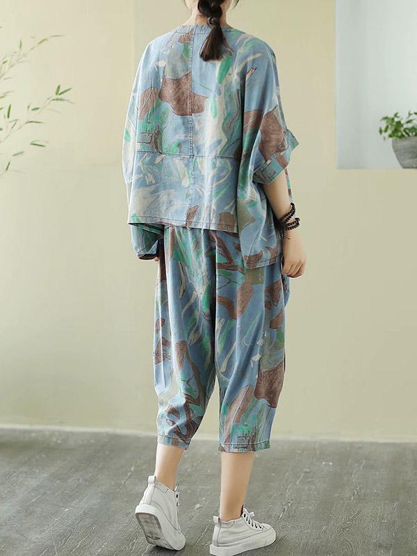 Artistic Retro Denim Two Pieces Suits