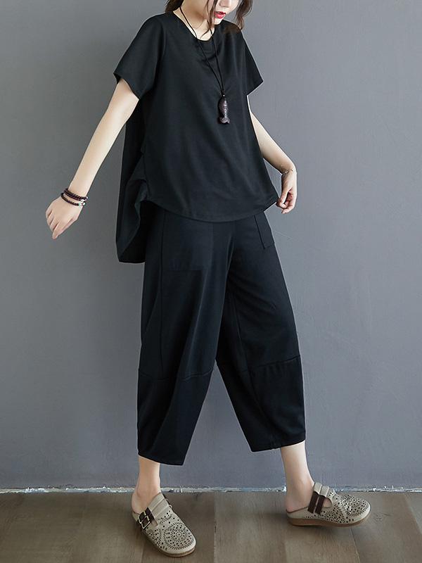 Original Cropped Tops Wide Leg Pants Two Piece Suits