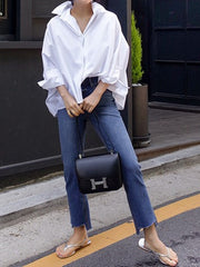 Loose Solid Color Bat Sleeve Casual Shirt